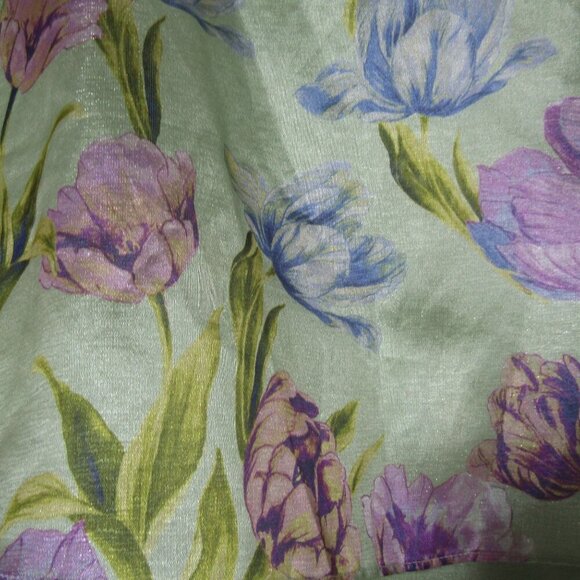 MAISON TARA 24W Floral Cottagecore FAIRY Green Tulips Easter Spring Cape Dress - Picture 4 of 12